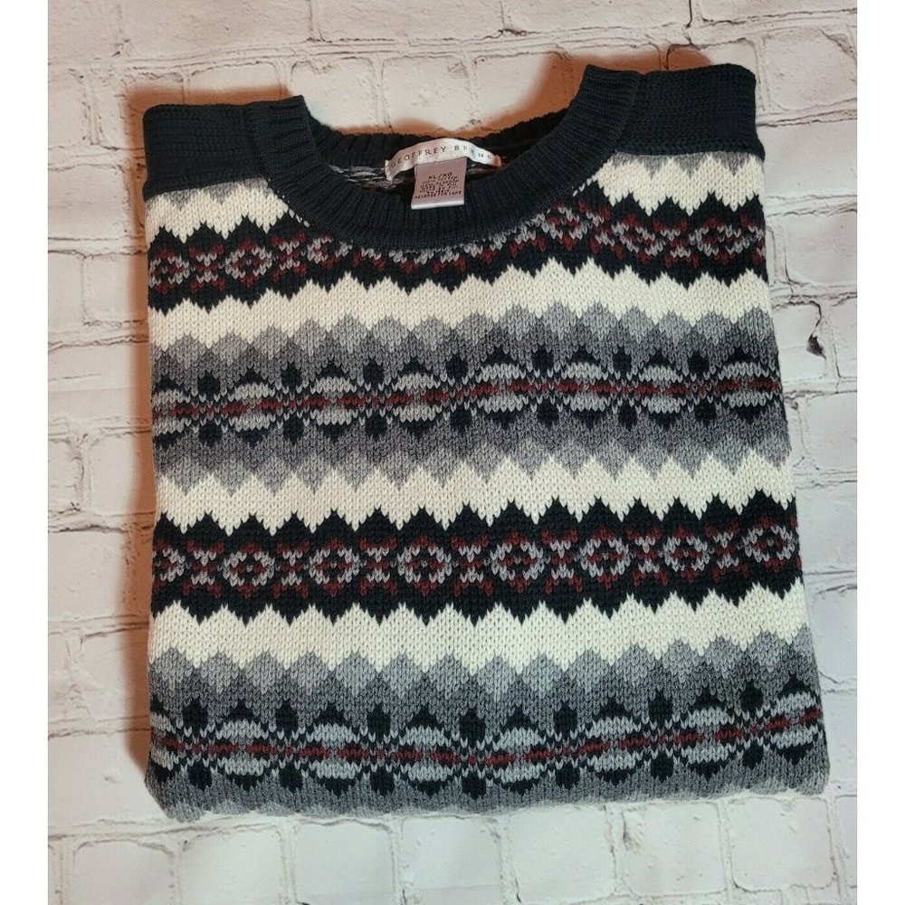 Geoffrey Beene Men’s Cotton Knit Multicolor Sweater, Size XL,